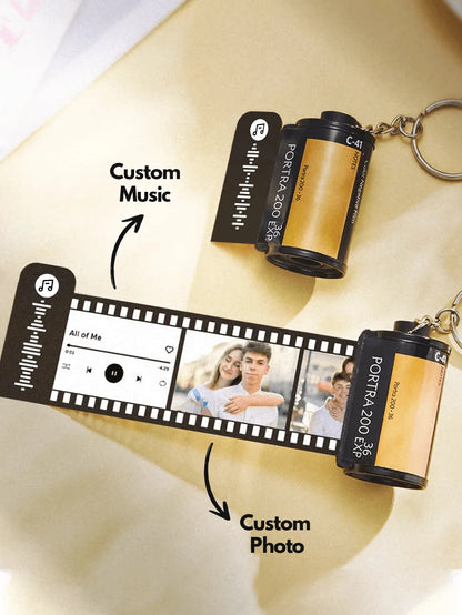 Custom Text and Music Film Roll Keychain with Personalized Spotify Code Camera Roll Keychain Memory Keyrings Gift Jewelry